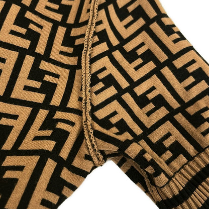 Fendi Dress 38 S Black Brown Zucca Pattern Ribbon Knit — view 9