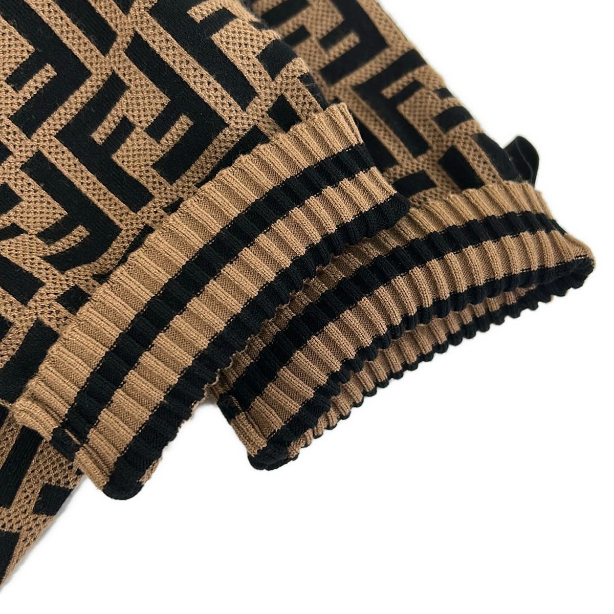 Fendi Dress 38 S Black Brown Zucca Pattern Ribbon Knit — view 7