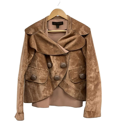 Louis Vuitton Jacket 38 M Pink Brown Long Sleeve Calf Hair Double Autumn Winter