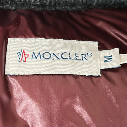 Moncler Jacket M Maglione Tricot Cardigan Dark Gray Bordeaux Down — view 3