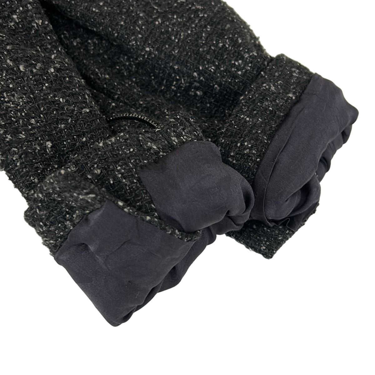 Chanel Jacket 34 S Dark Gray Ivory Tweed Line Stone Zipper Motif Silk — view 6