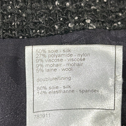 Chanel Jacket 34 S Dark Gray Ivory Tweed Line Stone Zipper Motif Silk — view 4