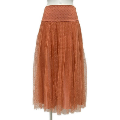 Dior Long Skirt I 40 Pink Tulle Pleats Dot Pattern