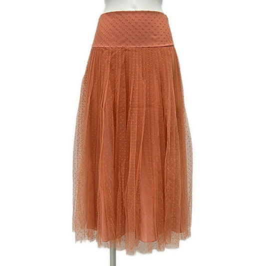 Dior Long Skirt I 40 Pink Tulle Pleats Dot Pattern