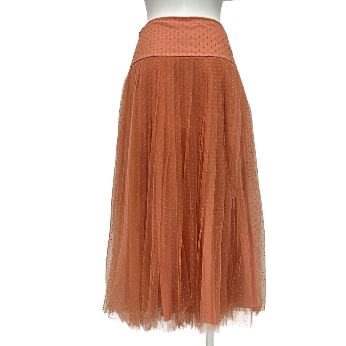 Dior Long Skirt I 40 Pink Tulle Pleats Dot Pattern — view 2
