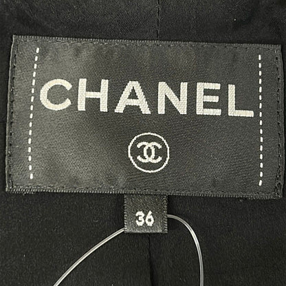 Chanel Jacket 36 S Black Dark Navy Tweed Magic Tape Cotton — view 3