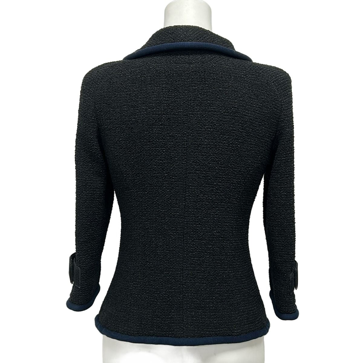 Chanel Jacket 36 S Black Dark Navy Tweed Magic Tape Cotton — view 2