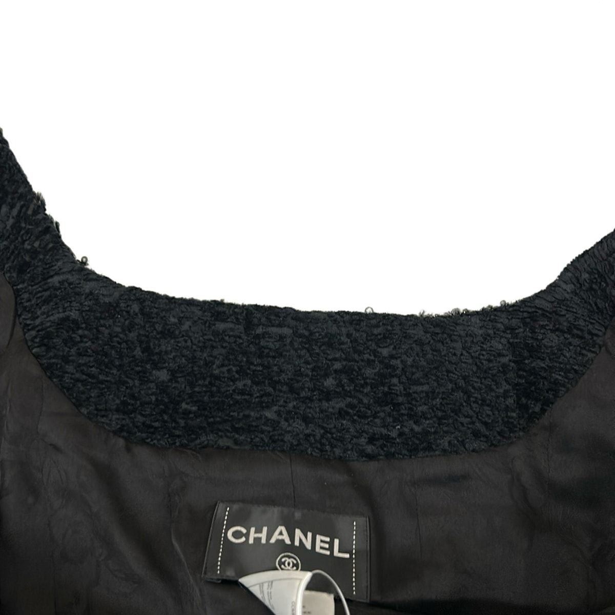 Chanel Jacket 38 M Black Silver Zip Up Long Sleeve Autumn Winter Silk — view 7