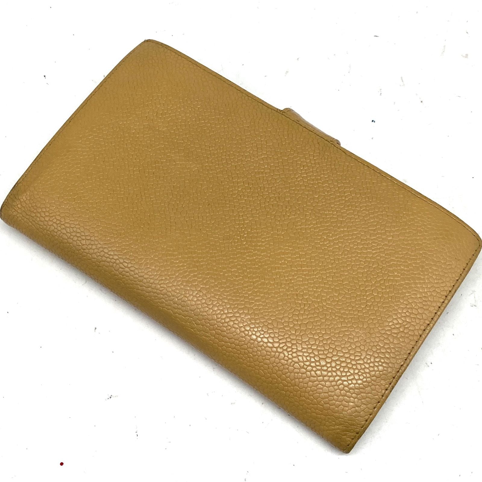 Chanel Wallet Clasp Caviar Leather Beige CC Logo — view 3