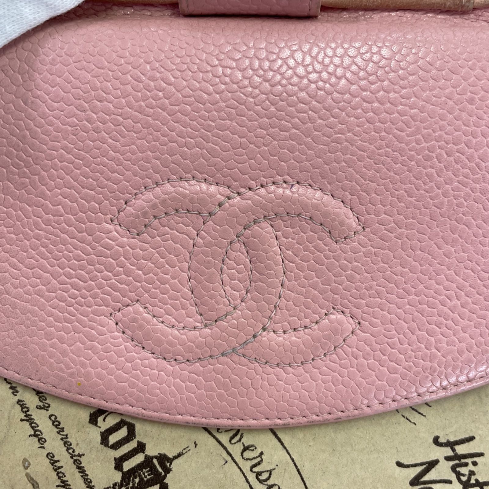 Chanel Fold Wallet Hook CC Logo Caviar Leather Pink — view 9