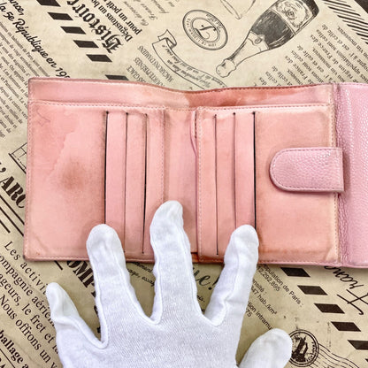 Chanel Fold Wallet Hook CC Logo Caviar Leather Pink — view 8