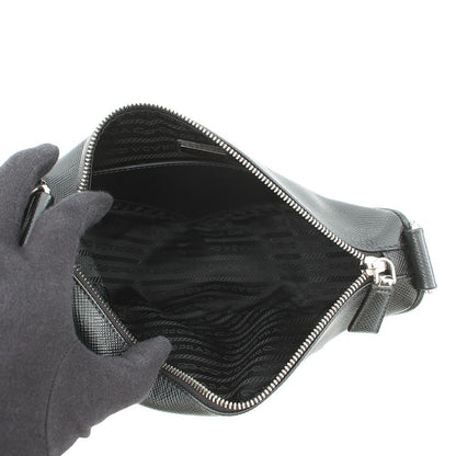 Prada Shoulder Bag Triangle Logo Saffiano Leather Black — view 5