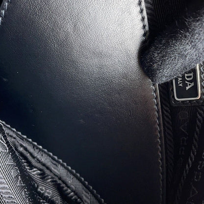 Prada Shoulder Bag Triangle Logo Saffiano Leather Black — view 8