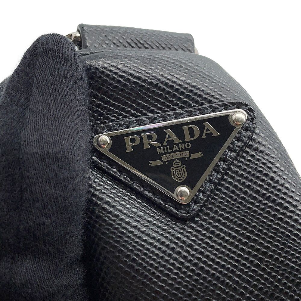 Prada Shoulder Bag Triangle Logo Saffiano Leather Black — view 7