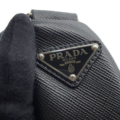 Prada Shoulder Bag Triangle Logo Saffiano Leather Black — view 7