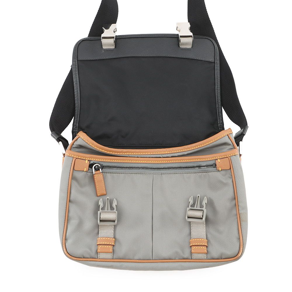 Prada Shoulder Bag Triangle Logo Nylon Leather Black — view 5