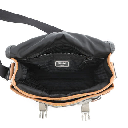 Prada Shoulder Bag Triangle Logo Nylon Leather Black — view 6