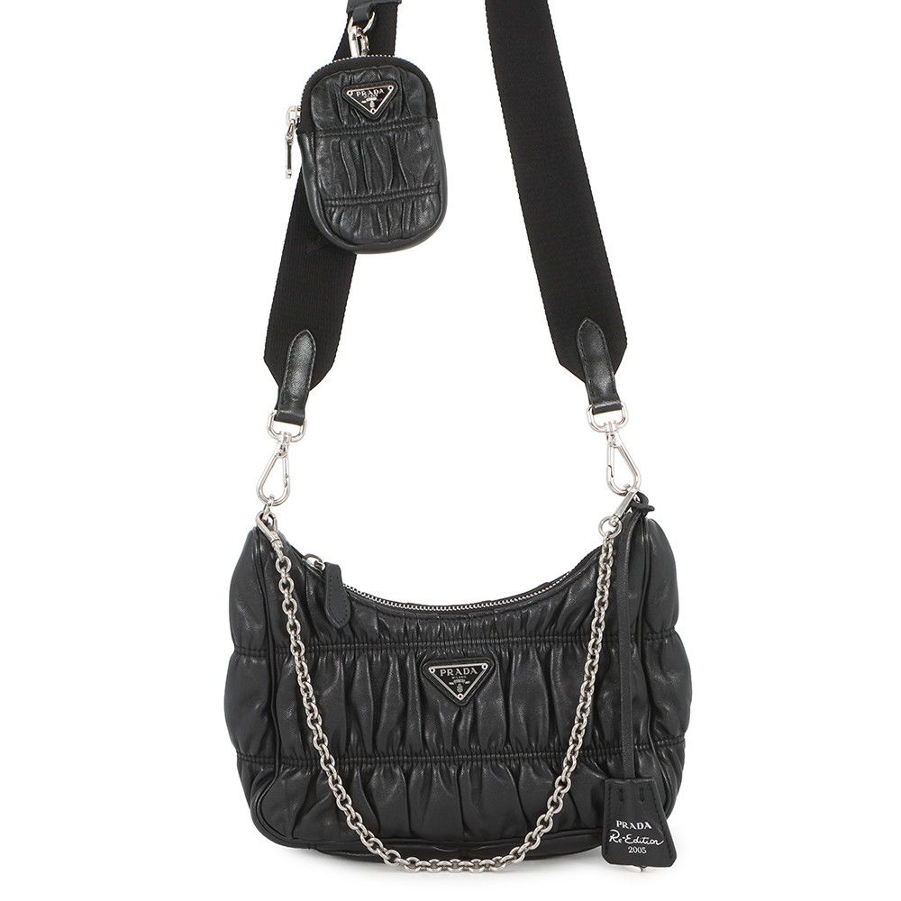 Prada Shoulder Bag Re Edition Leather 2-Way Black