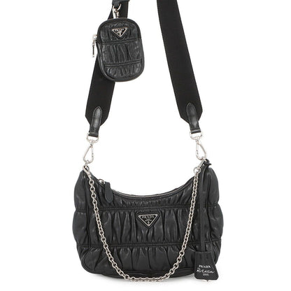 Prada Shoulder Bag Re Edition Leather 2-Way Black