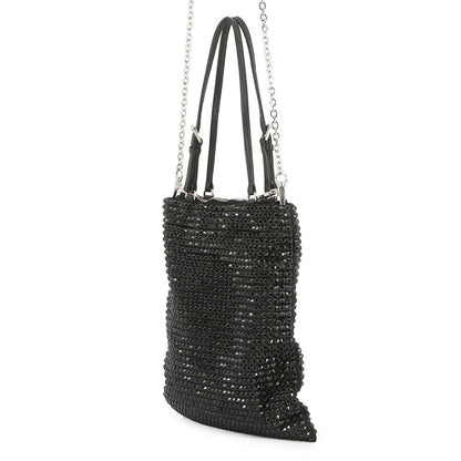 Prada Handbag Triangle Logo Crystal Satin 2-Way Black — view 2