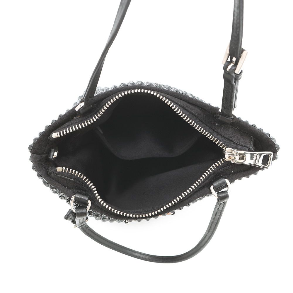 Prada Handbag Triangle Logo Crystal Satin 2-Way Black — view 6