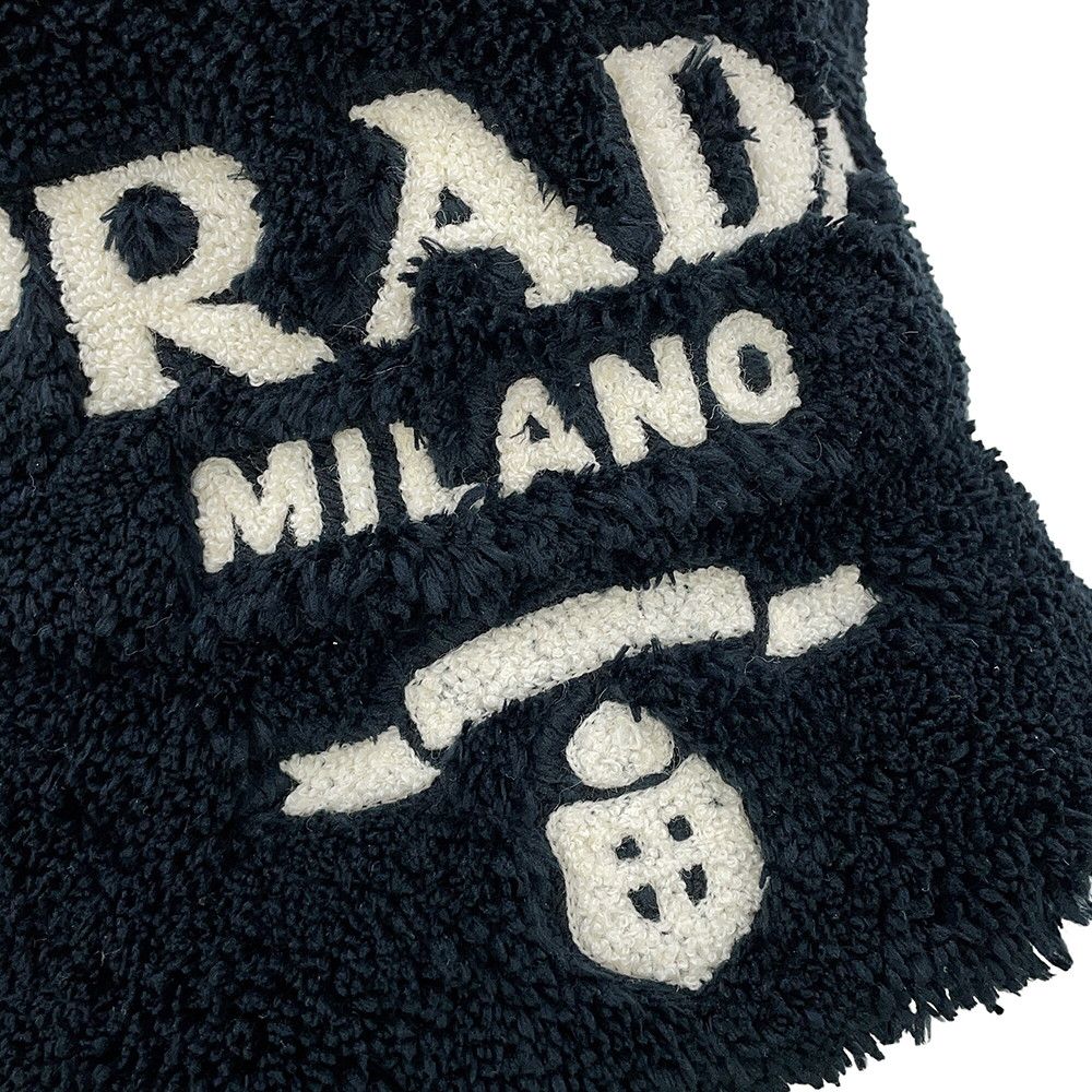 Prada Hat Logo Embroidery Bucket Hat Polyester S Hat Black — view 6