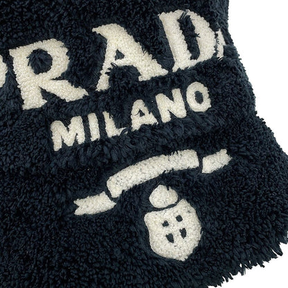 Prada Hat Logo Embroidery Bucket Hat Polyester S Hat Black — view 6