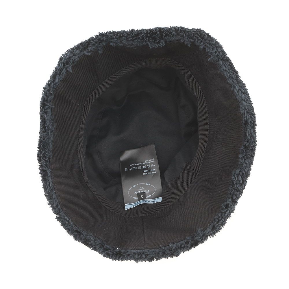 Prada Hat Logo Embroidery Bucket Hat Polyester S Hat Black — view 5