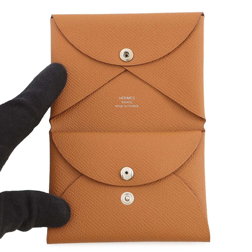 Hermes Coin Case Calvi Duo Gold Silver Epsom Wallet — view 4