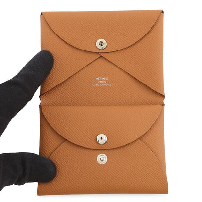 Hermes Coin Case Calvi Duo Gold Silver Epsom Wallet — view 4