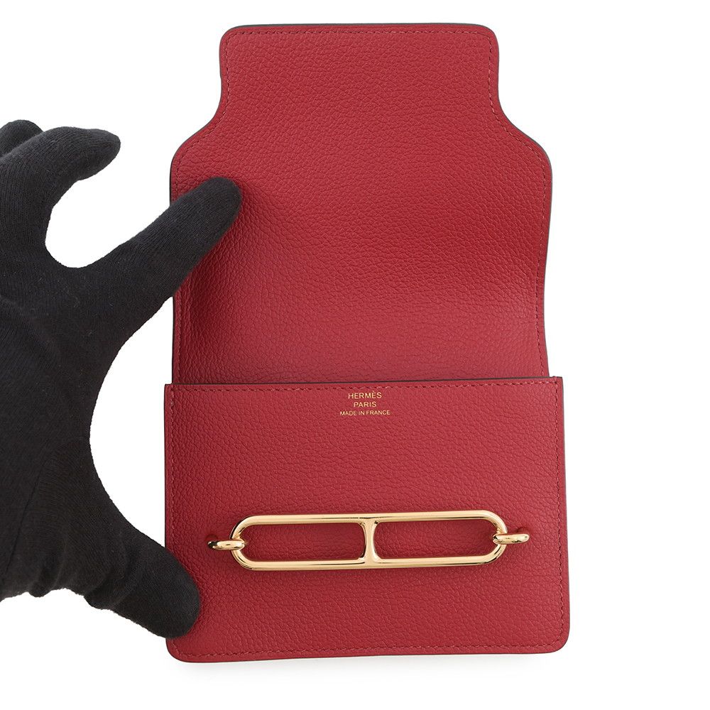 Hermes Wallet Roulis Slim Rouge Ash Gold Evercolor — view 4