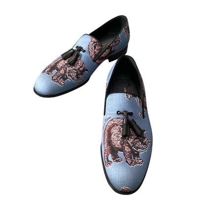 Louis Vuitton Chapman Brazza Tassel Loafers 7.5 Blue Elephant Shoes — view 3