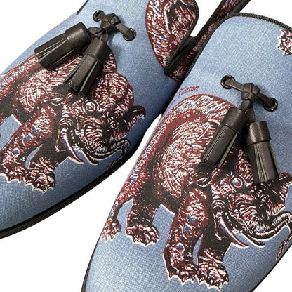 Louis Vuitton Chapman Brazza Tassel Loafers 7.5 Blue Elephant Shoes — view 7