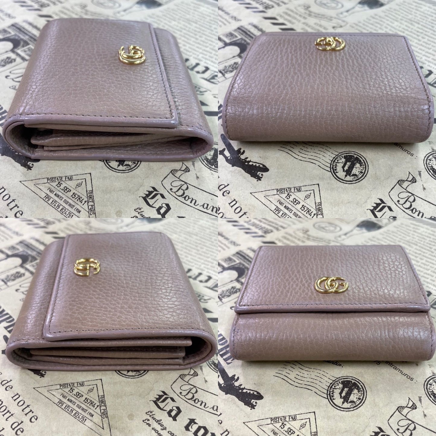 Gucci Fold Wallet Compact Leather GG Marmont Gray — view 4