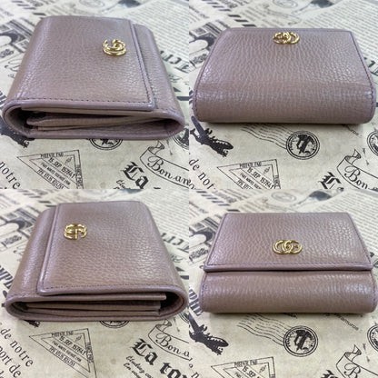 Gucci Fold Wallet Compact Leather GG Marmont Gray — view 4