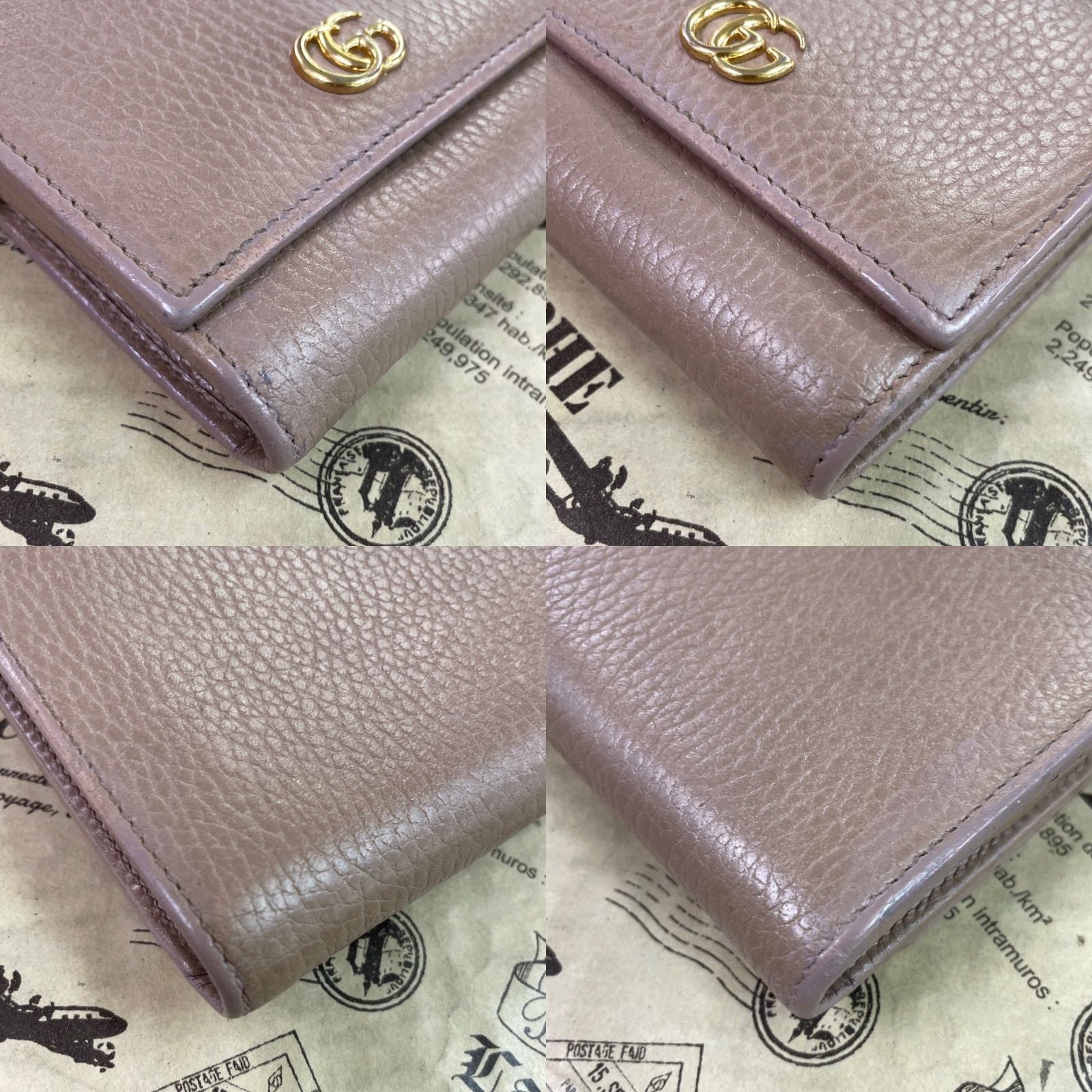 Gucci Fold Wallet Compact Leather GG Marmont Gray — view 6