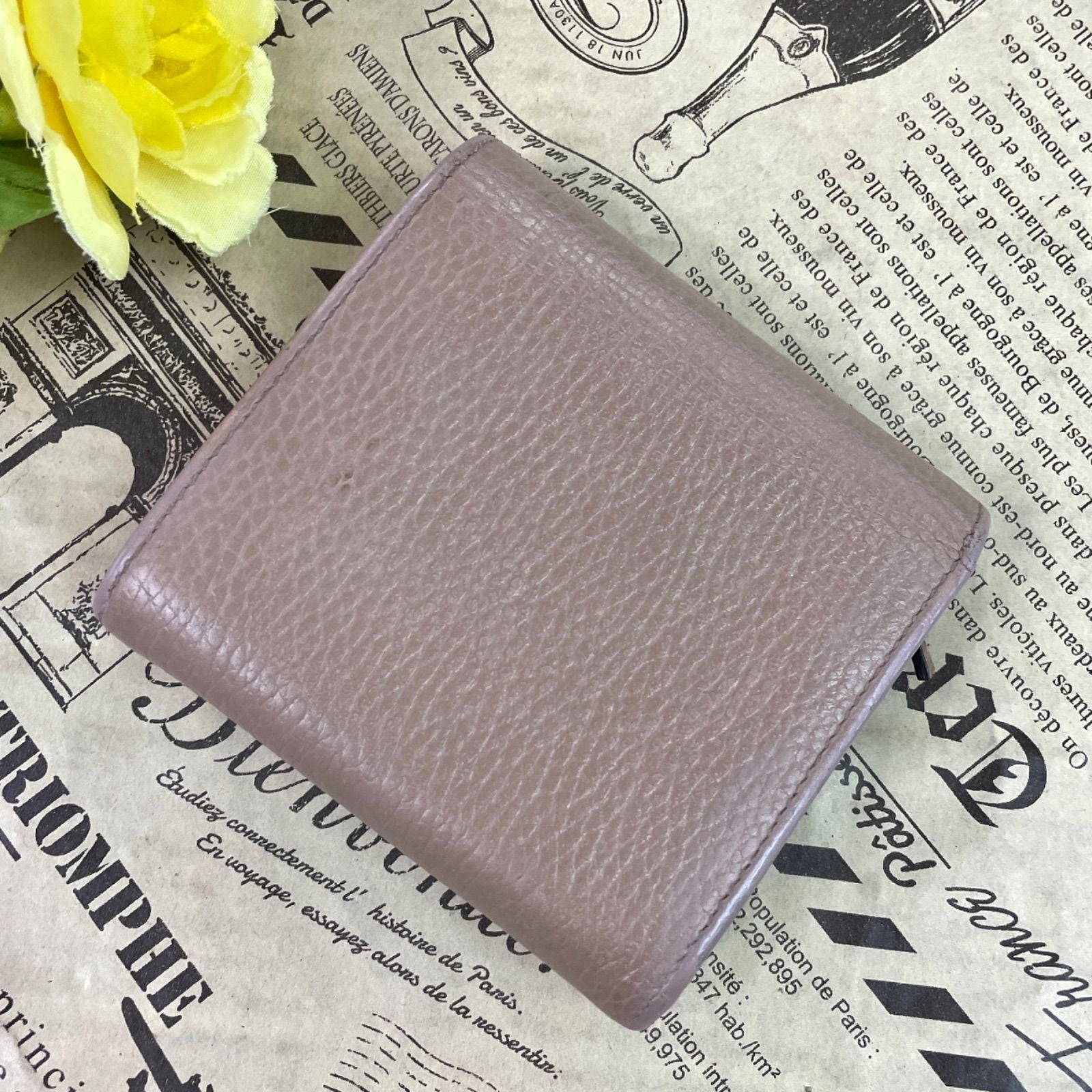 Gucci Fold Wallet Compact Leather GG Marmont Gray — view 3