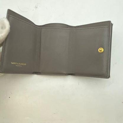 Saint Laurent Trifold Wallet Compact YSL Leather Gray — view 4
