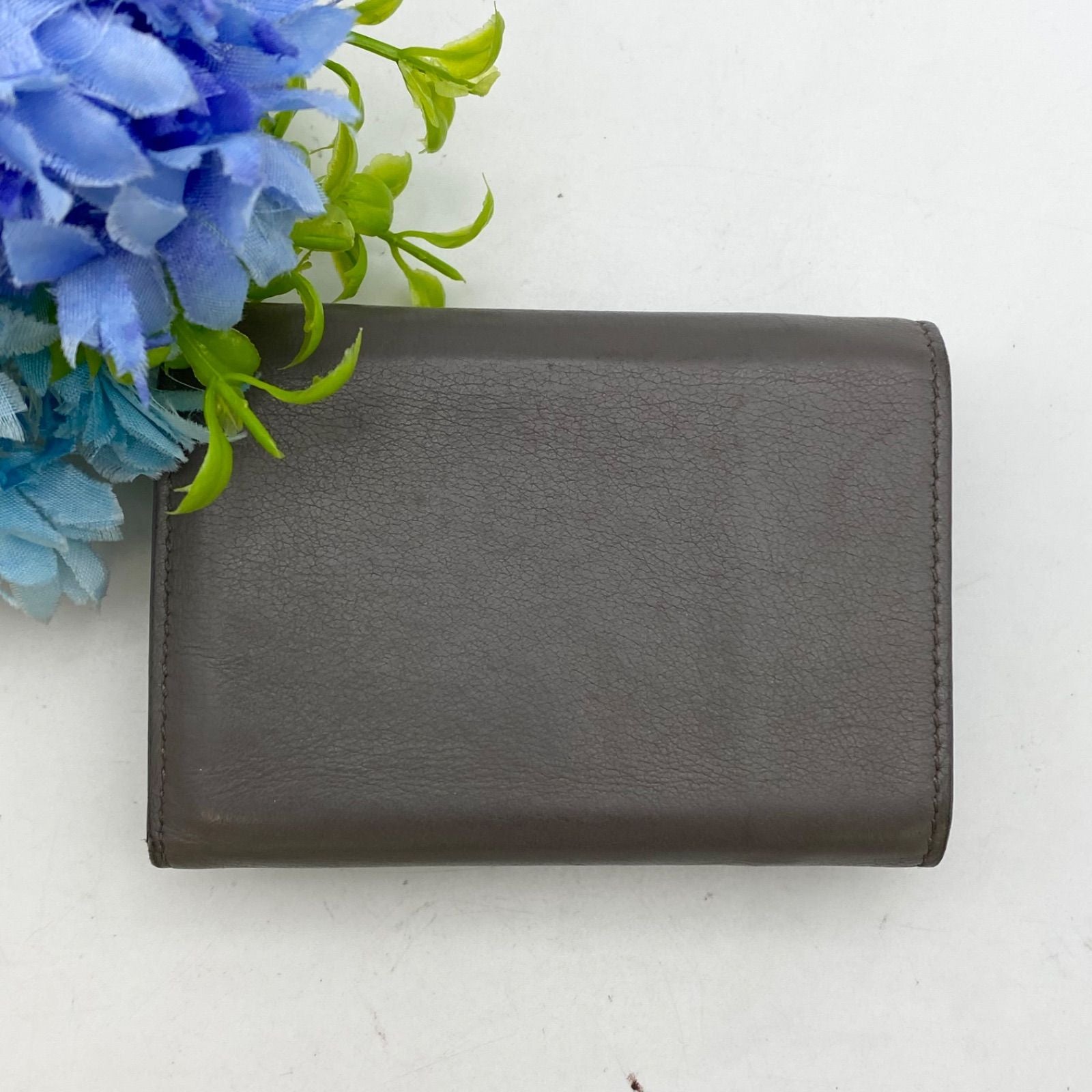 Saint Laurent Trifold Wallet Compact YSL Leather Gray — view 3