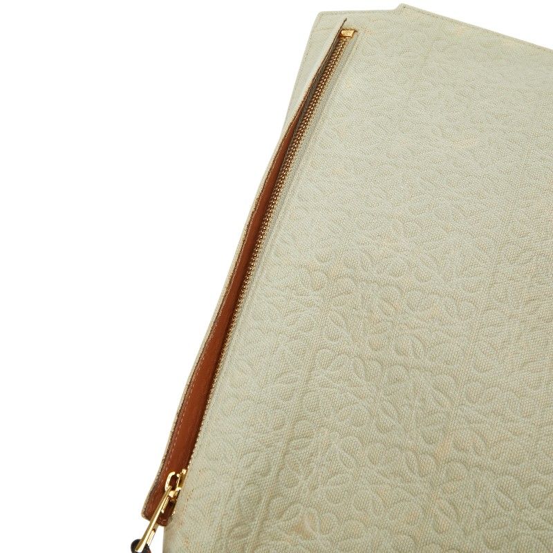 Loewe Repeat Anagram Tpouch Clutch Light Green Brown Canvas Leather — view 7