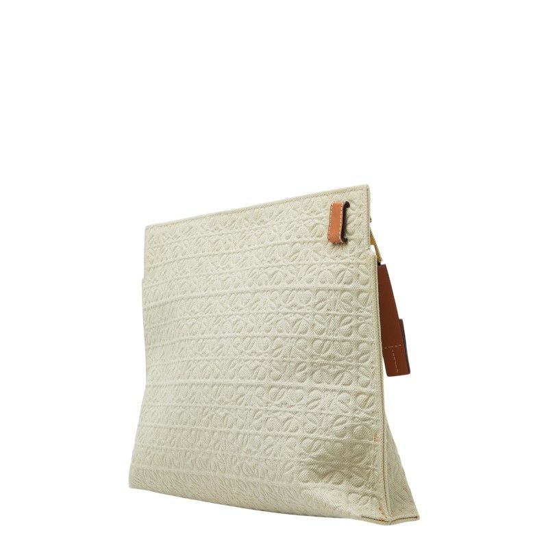Loewe Repeat Anagram Tpouch Clutch Light Green Brown Canvas Leather — view 2