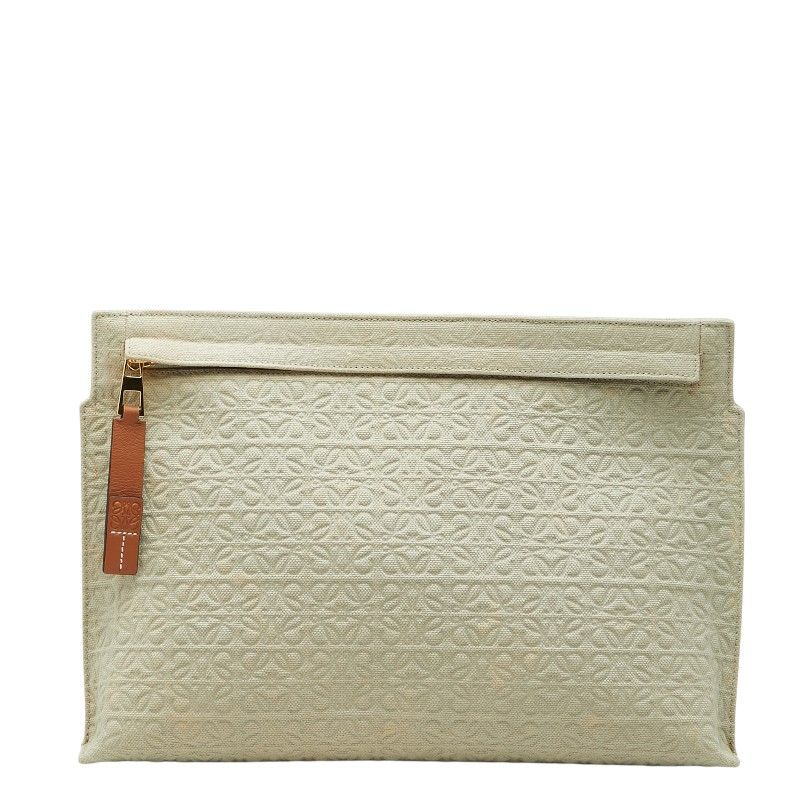Loewe Repeat Anagram Tpouch Clutch Light Green Brown Canvas Leather