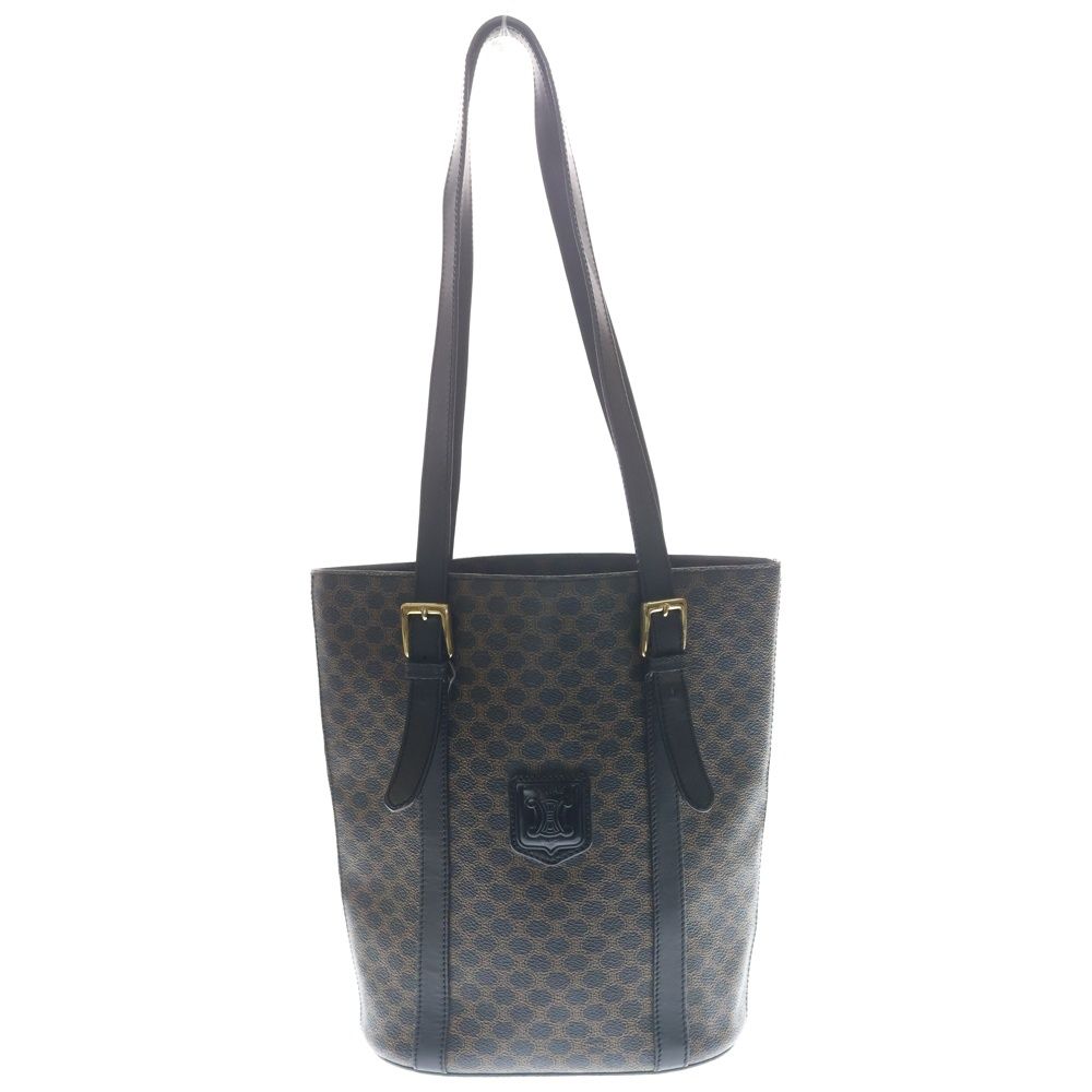 Celine Macadam Bucket Tote Black Leather Gold