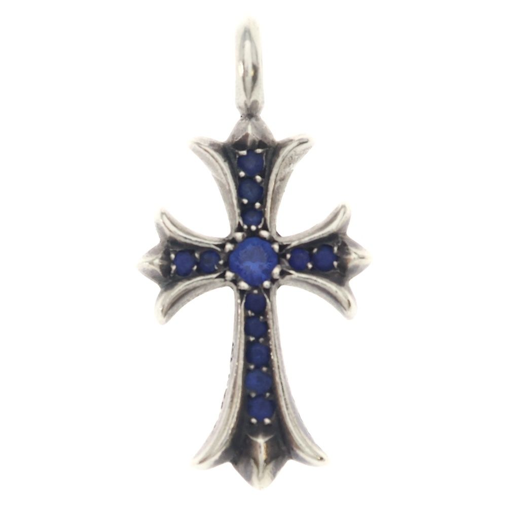 Chrome Hearts Tny Crsf P Sap Tiny Fat Cross Pave Saffiano Pendant Top Silver