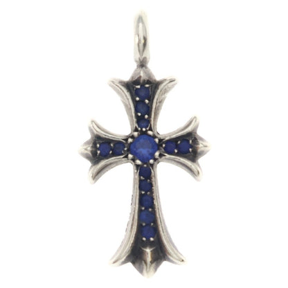Chrome Hearts Tny Crsf P Sap Tiny Fat Cross Pave Saffiano Pendant Top Silver
