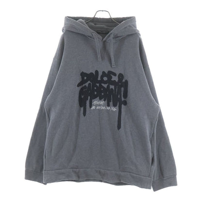 Dolce & Gabbana Graphic Logo Hoodie Print Pullover Gray