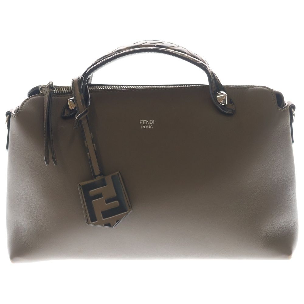 Fendi by the Way 2-Way Shoulder Bag Zucca Pattern Brown Leather Silver