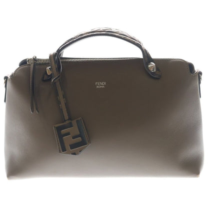 Fendi by the Way 2-Way Shoulder Bag Zucca Pattern Brown Leather Silver