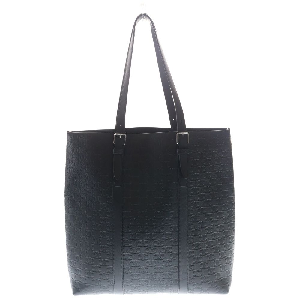 Celine Triomphe Tote Black Leather Silver