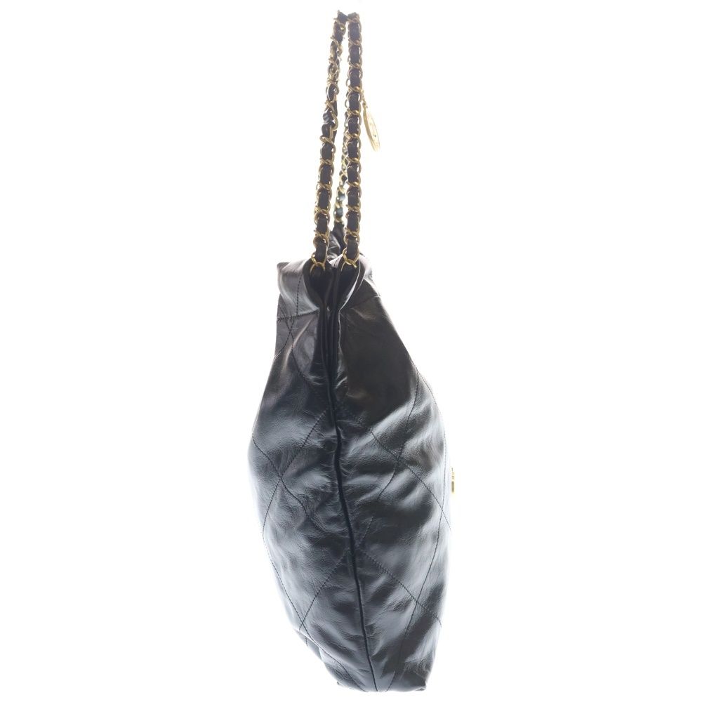 Chanel 22 Large Shoulder Bag Tote Black Shiny Calfskin Gold — view 3